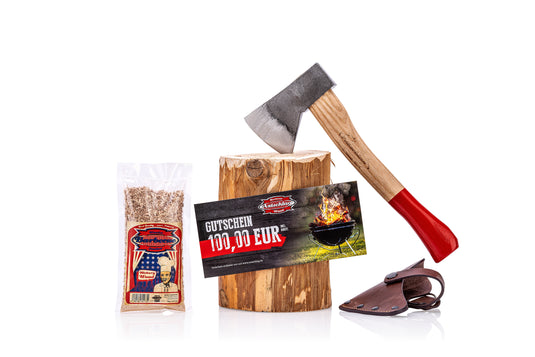 Einkaufsgutschein mit Campingbeil